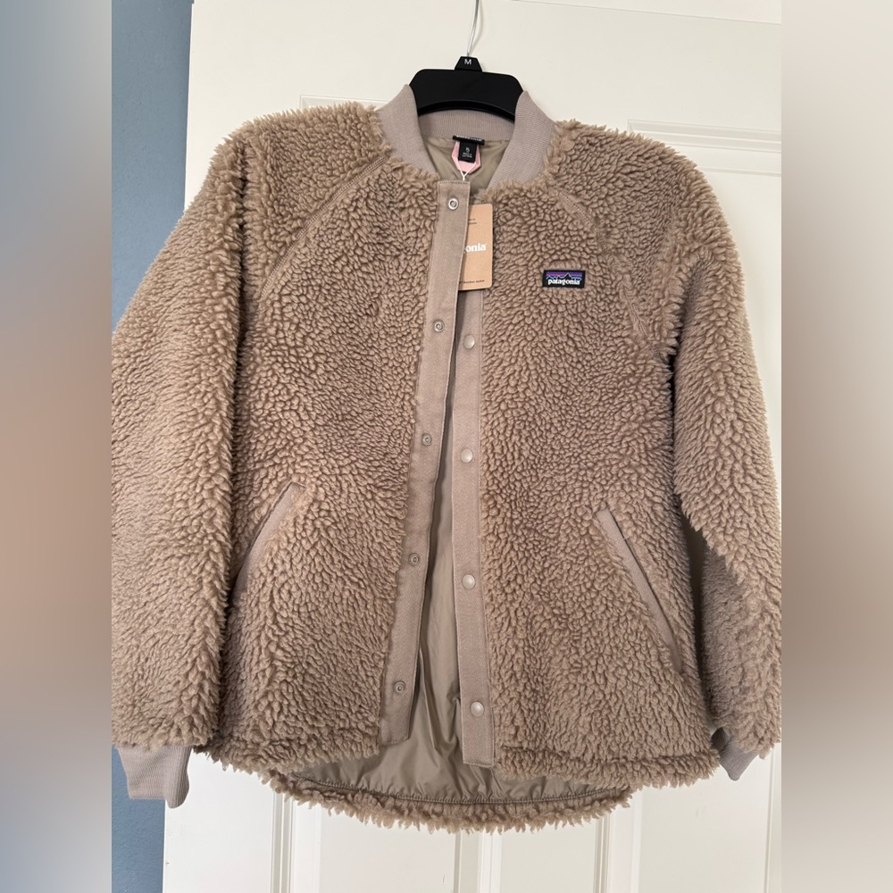 Patagonia Taupe Sherpa Bomber Jacket - Picture 3 of 5